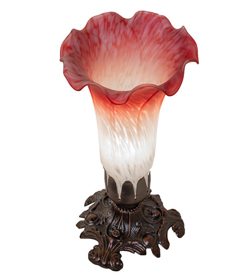 Meyda Lighting Lighting 8" High Pink/White Tiffany Pond Lily Victorian Accent Lamp