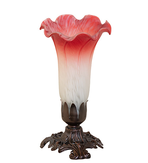 Meyda Lighting Lighting 8" High Pink/White Tiffany Pond Lily Victorian Accent Lamp