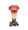 Meyda Lighting Lighting 8" High Seafoam/Cranberry Pond Lily Victorian Mini Lamp