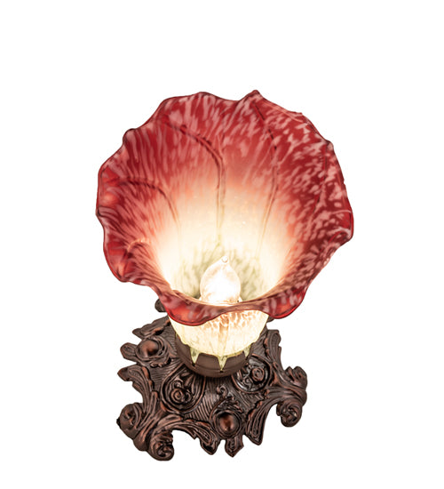 Meyda Lighting Lighting 8" High Seafoam/Cranberry Pond Lily Victorian Mini Lamp