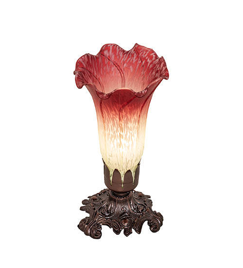 Meyda Lighting Lighting 8" High Seafoam/Cranberry Pond Lily Victorian Mini Lamp
