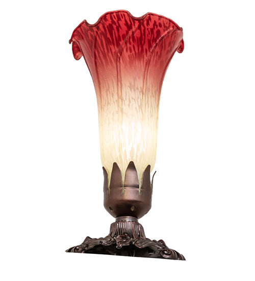 Meyda Lighting Lighting 8" High Seafoam/Cranberry Pond Lily Victorian Mini Lamp