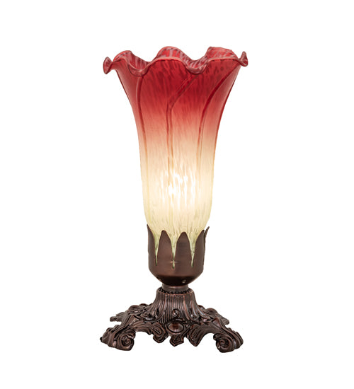 Meyda Lighting Lighting 8" High Seafoam/Cranberry Pond Lily Victorian Mini Lamp