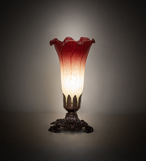 Meyda Lighting Lighting 8" High Seafoam/Cranberry Pond Lily Victorian Mini Lamp