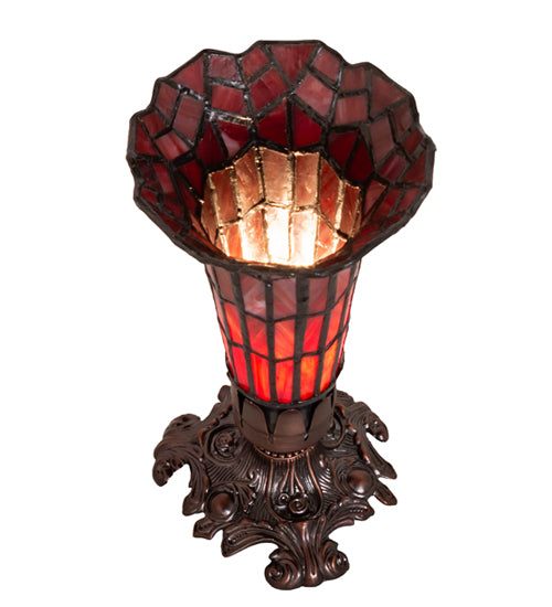 Meyda Lighting Lighting 8" High Stained Glass Pond Lily Victorian Accent Lamp