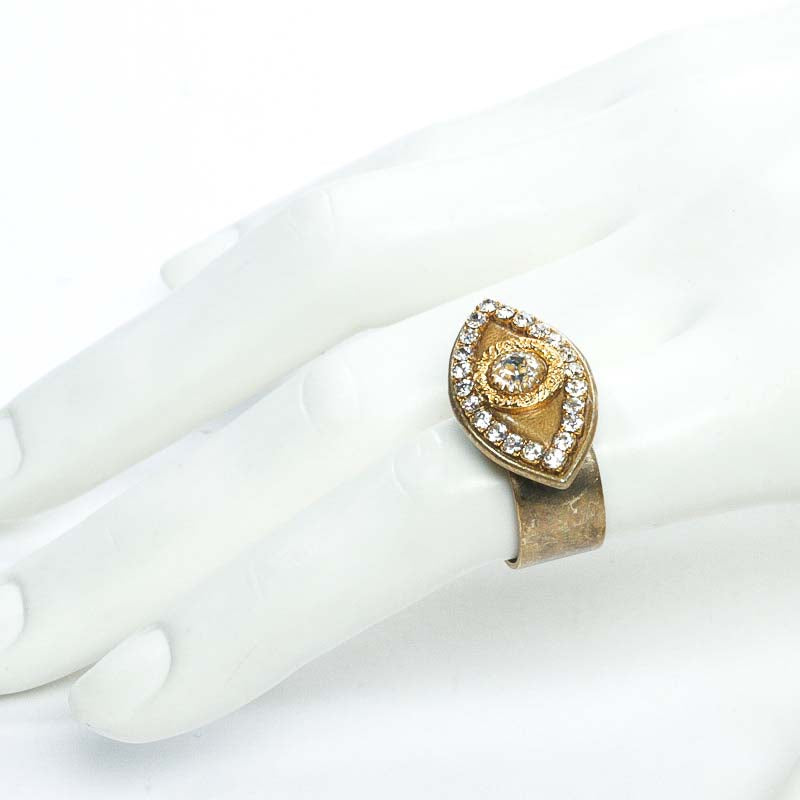 Michal Golan Jewelry Michal Golan Gold & white evil eye ring, handmade at Michal Golan studios USA