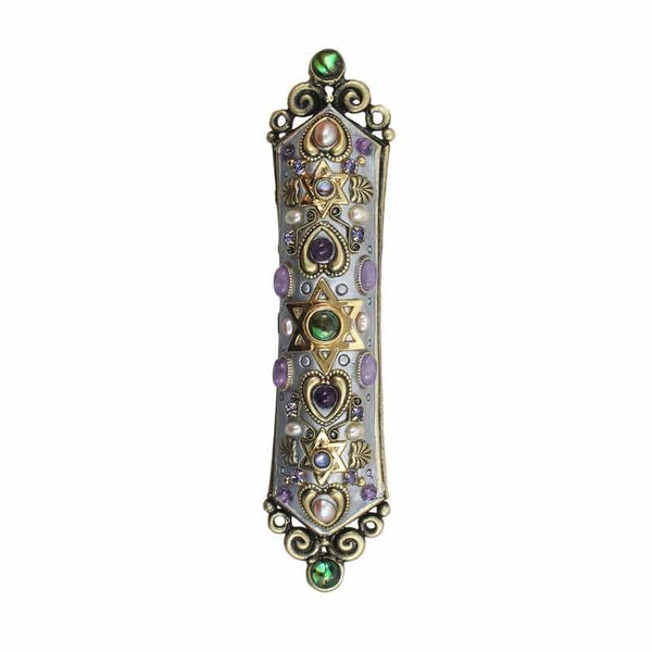 Michal Golan Judaica Michal Golan Handmade Abalone and Amethyst Mezuzah