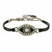 Michal Golan Jewelry Michal Golan Medium black evil eye bracelet w/ crystal center & edges on leather strap, handmade at Michal Golan Studios USA