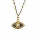 Michal Golan Jewelry Michal Golan Medium black evil eye necklace w/ crystal center & edges on double strand chain, handmade at Michal Golan Studios USA