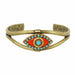Michal Golan Jewelry Michal Golan Medium orange evil eye cuff bracelet w/ teal crystal center & edges, handmade at Michal Golan Studios USA