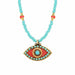 Michal Golan Jewelry Michal Golan Medium orange medium evil eye necklace w/ blue center & edges on single, beaded chain, handmade at Michal Golan Studios USA