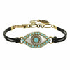 Michal Golan Jewelry Michal Golan Medium silver evil eye bracelet with blue crystal center & edges, handmade at Michal Golan Studios USA