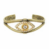 Michal Golan Jewelry Michal Golan Medium white evil eye cuff bracelet w/ crystal center & edges, handmade at Michal Golan Studios USA