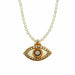 Michal Golan Jewelry Michal Golan Medium white evil eye necklace w/ crystal center & edges on single, beaded chain, handmade at Michal Golan Studios USA