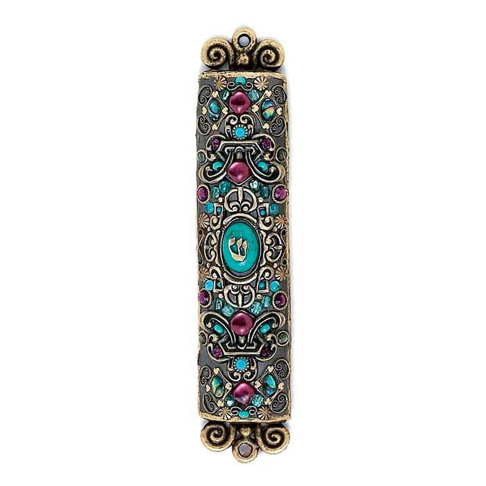 Michal Golan Judaica Michal Golan Mezuzah Purple and Turquoise