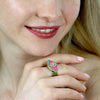 Michal Golan Jewelry Michal Golan Pink & blue evil eye ring, handmade at Michal Golan studios USA