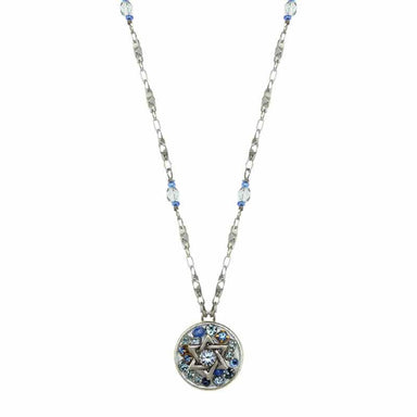 Michal Golan Judaica Michal Golan Silver and Blue Star of David Necklace