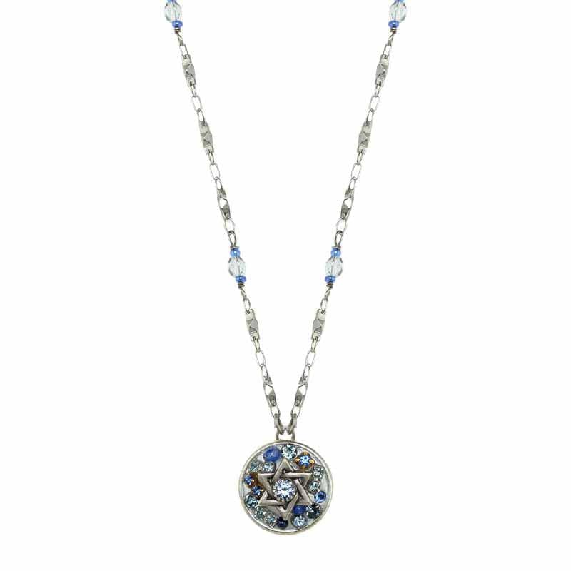 Michal Golan Judaica Michal Golan Silver and Blue Star of David Necklace