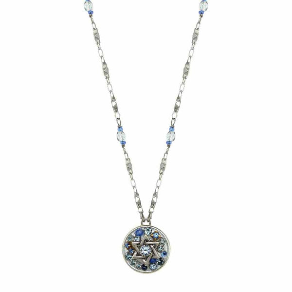 Michal Golan Judaica Michal Golan Silver and Blue Star of David Necklace