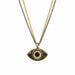 Michal Golan Jewelry Michal Golan Small black evil eye necklace with black crystal center on double strand chain, handmade at Michal Golan Studios USA