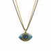 Michal Golan Jewelry Michal Golan Small blue evil eye necklace w/ blue crystal center on double strand chain, handmade at Michal Golan Studios USA