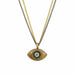 Michal Golan Jewelry Michal Golan Small gold evil eye necklace with crystal center on double strand chain, handmade at Michal Golan Studios USA