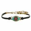 Michal Golan Jewelry Michal Golan Small green evil eye bracelet w/ pink crystal center handmade at Michal Golan Studios USA