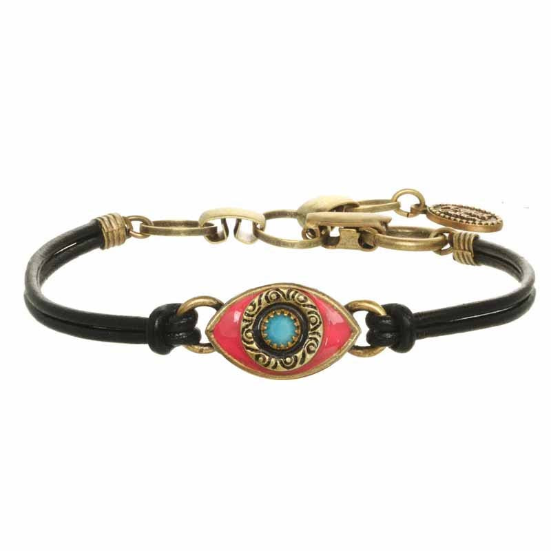 Michal Golan Jewelry Michal Golan Small Pink, Turquoise, and Black Evil Eye Bracelet