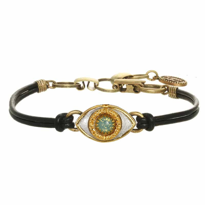 Michal Golan Jewelry Michal Golan Small Silver and Turquoise Evil Eye Bracelet