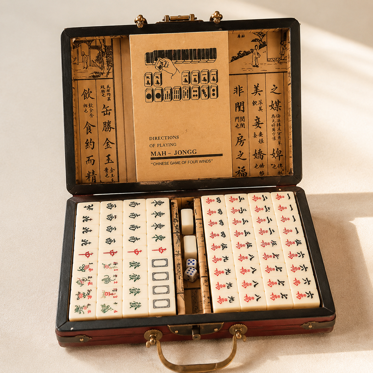 modarislife Giftware modarislife - Melamine Mahjong Set – Travel Mini Mahjong Tiles with Vintage Leather Case