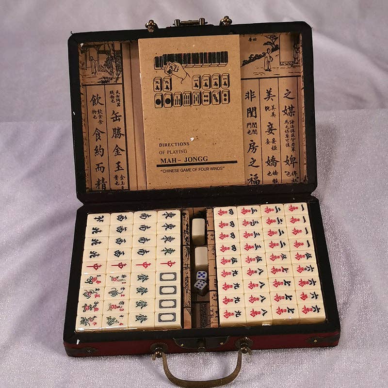 modarislife Giftware modarislife - Melamine Mahjong Set – Travel Mini Mahjong Tiles with Vintage Leather Case