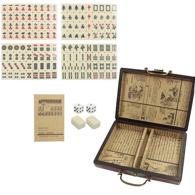 modarislife Giftware modarislife - Melamine Mahjong Set – Travel Mini Mahjong Tiles with Vintage Leather Case