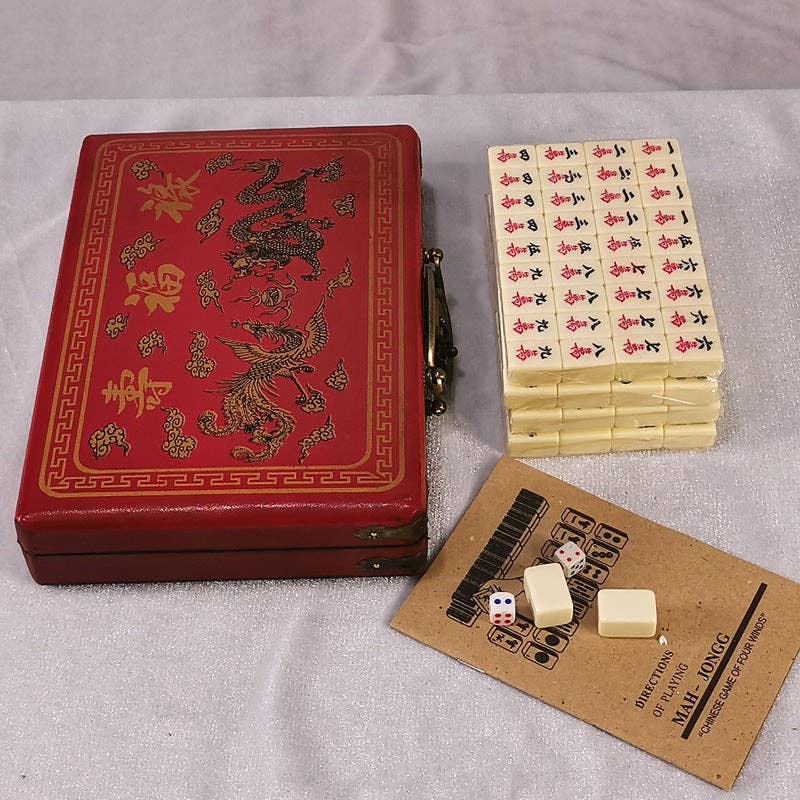 modarislife Giftware modarislife - Melamine Mahjong Set – Travel Mini Mahjong Tiles with Vintage Leather Case