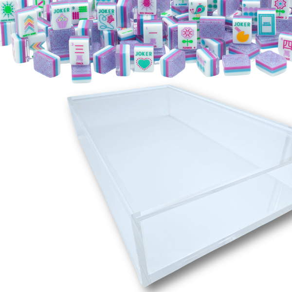My Fair Mahjong Giftware Mahjong Acrylic Display Box (Clear, for Crystal Collection)  |  Sliding Lid  |  For Tile Size 1.25" x 0.9" x 0.7"