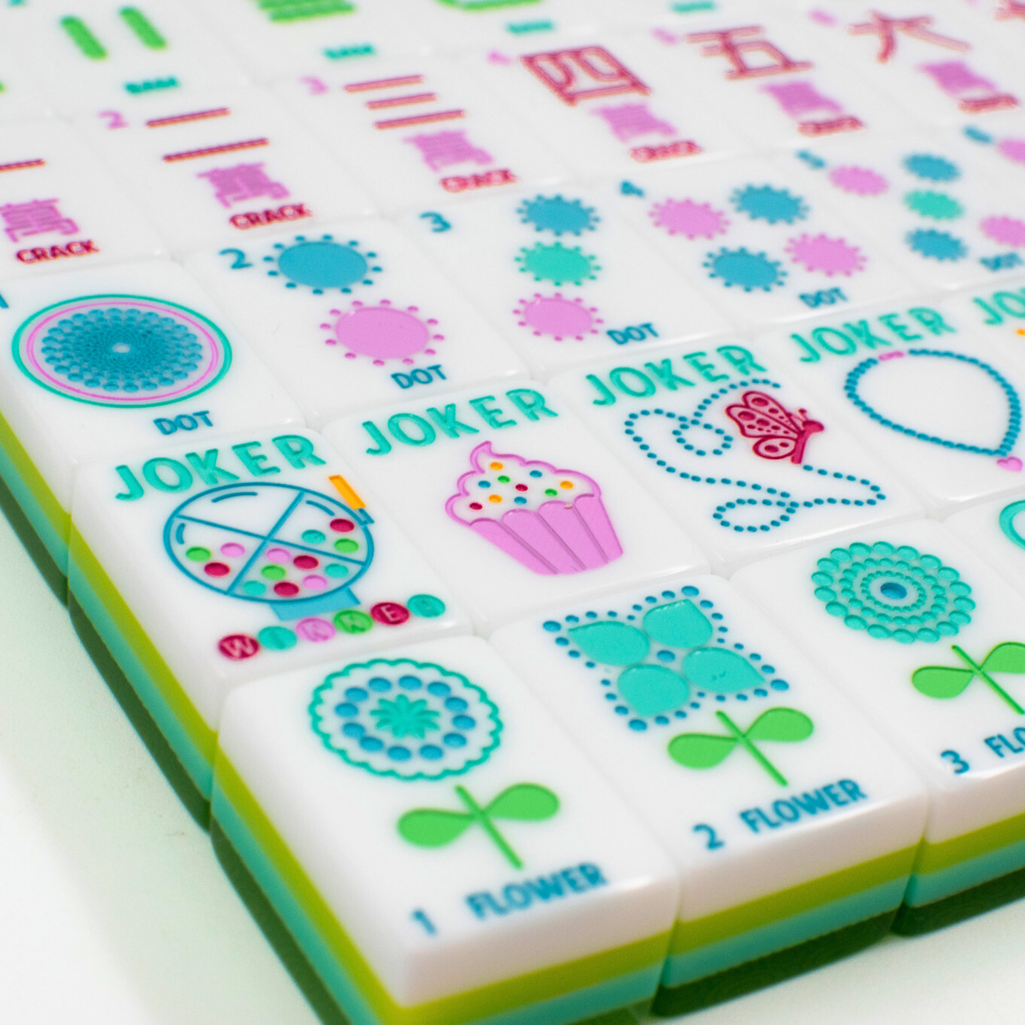 My Fair Mahjong Giftware (PRE-ORDER) Crystal Confetti Citrus Green | Mahjong with a Sprinkle of Color and Joy | Clear Top with Colorful Pattern and Layers