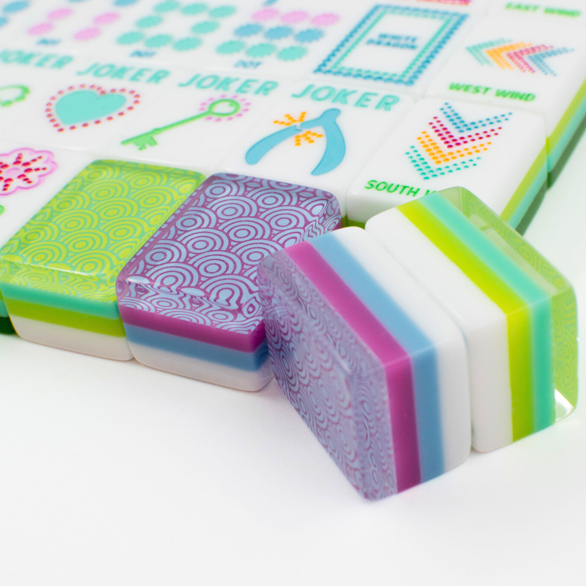 My Fair Mahjong Giftware (PRE-ORDER) Crystal Confetti Citrus Green | Mahjong with a Sprinkle of Color and Joy | Clear Top with Colorful Pattern and Layers