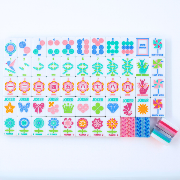 My Fair Mahjong Giftware (PRE-ORDER) Crystal Prism Blue | Mahjong with Bold Angles and Vibrant Vibes | Clear Top with Colorful Pattern and Layers
