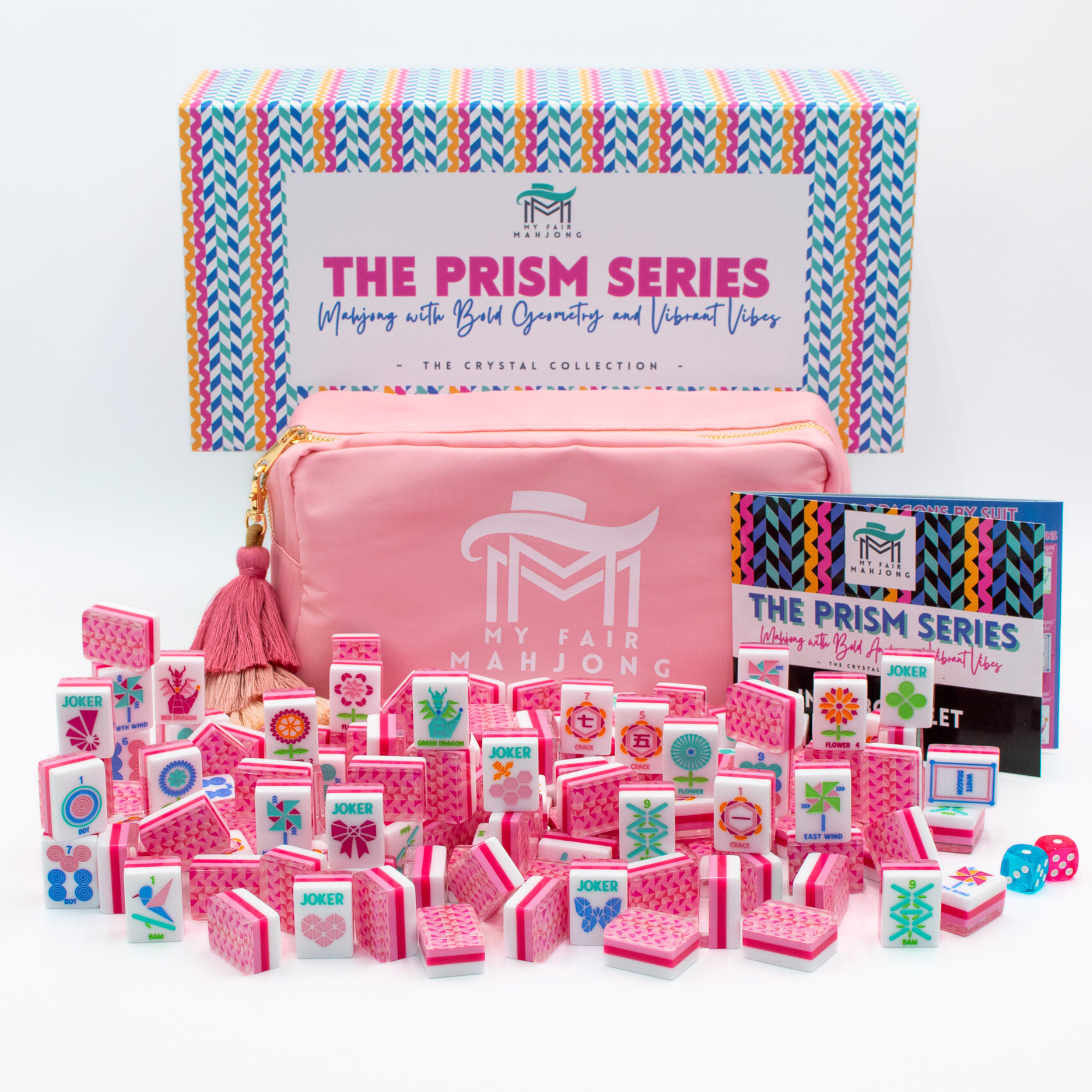 My Fair Mahjong Giftware (PRE-ORDER) Crystal Prism Pink | Mahjong with Bold Angles and Vibrant Vibes | Clear Top with Colorful Pattern and Layers