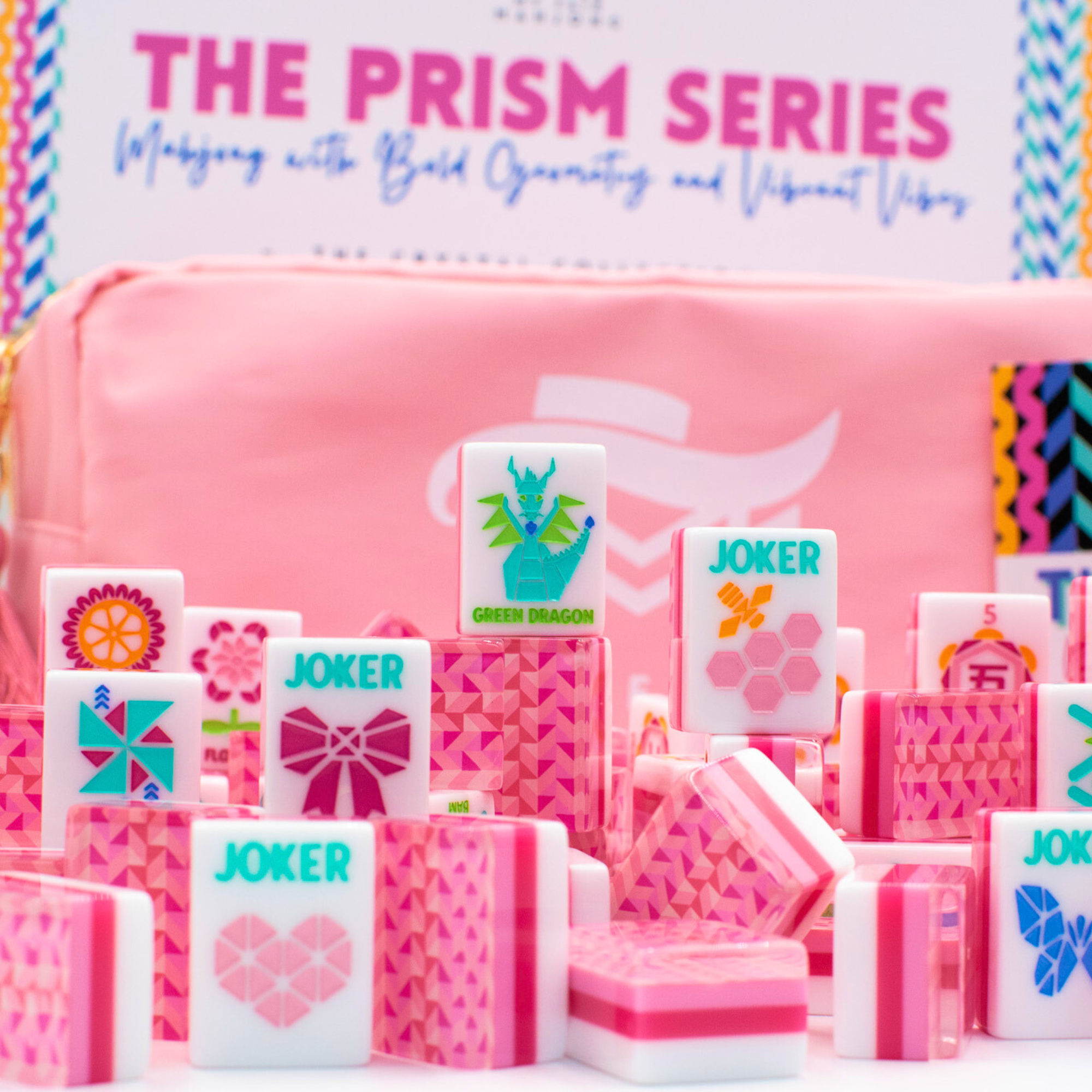 My Fair Mahjong Giftware (PRE-ORDER) Crystal Prism Pink | Mahjong with Bold Angles and Vibrant Vibes | Clear Top with Colorful Pattern and Layers