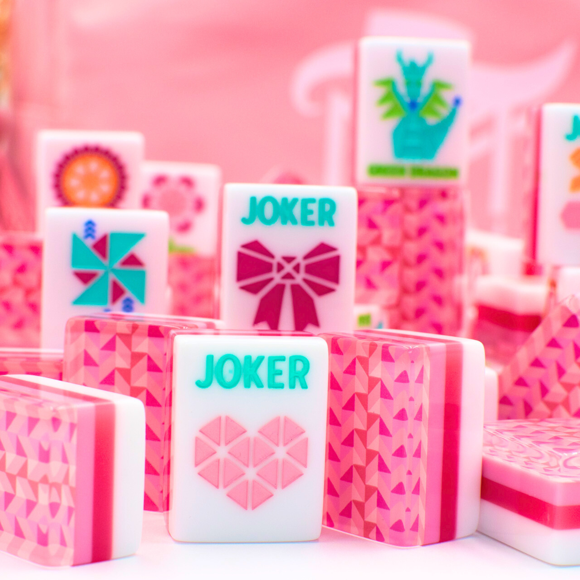 My Fair Mahjong Giftware (PRE-ORDER) Crystal Prism Pink | Mahjong with Bold Angles and Vibrant Vibes | Clear Top with Colorful Pattern and Layers