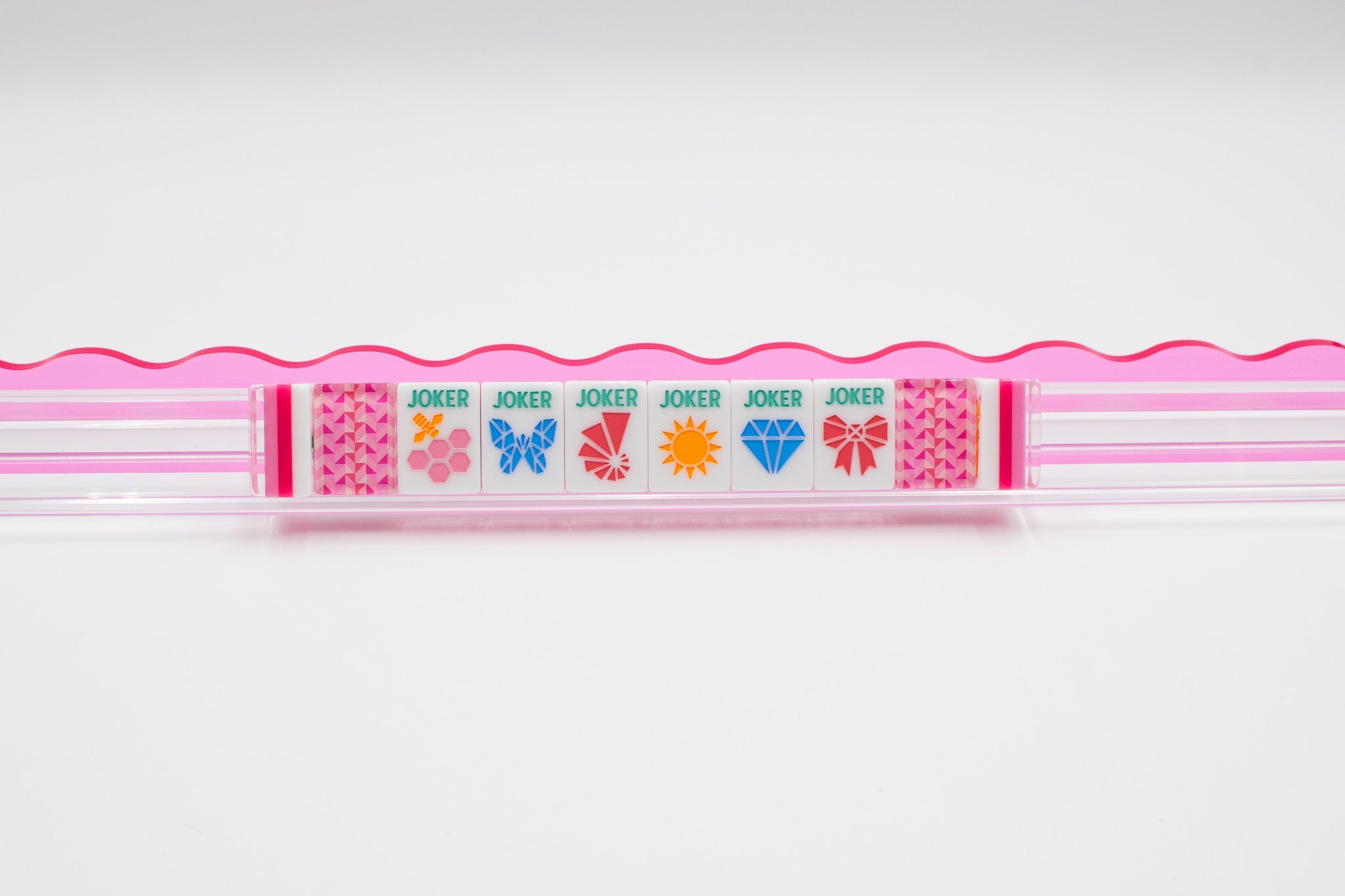 My Fair Mahjong Giftware (PRE-ORDER) Crystal Prism Pink | Mahjong with Bold Angles and Vibrant Vibes | Clear Top with Colorful Pattern and Layers