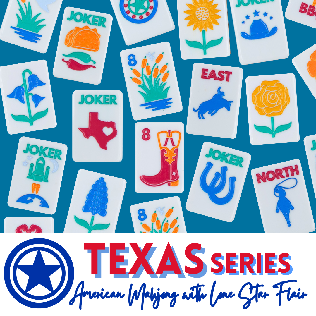 My Fair Mahjong Giftware THE TEXAS SERIES Mahjong with Lone Star Flair Mesquite White Tile