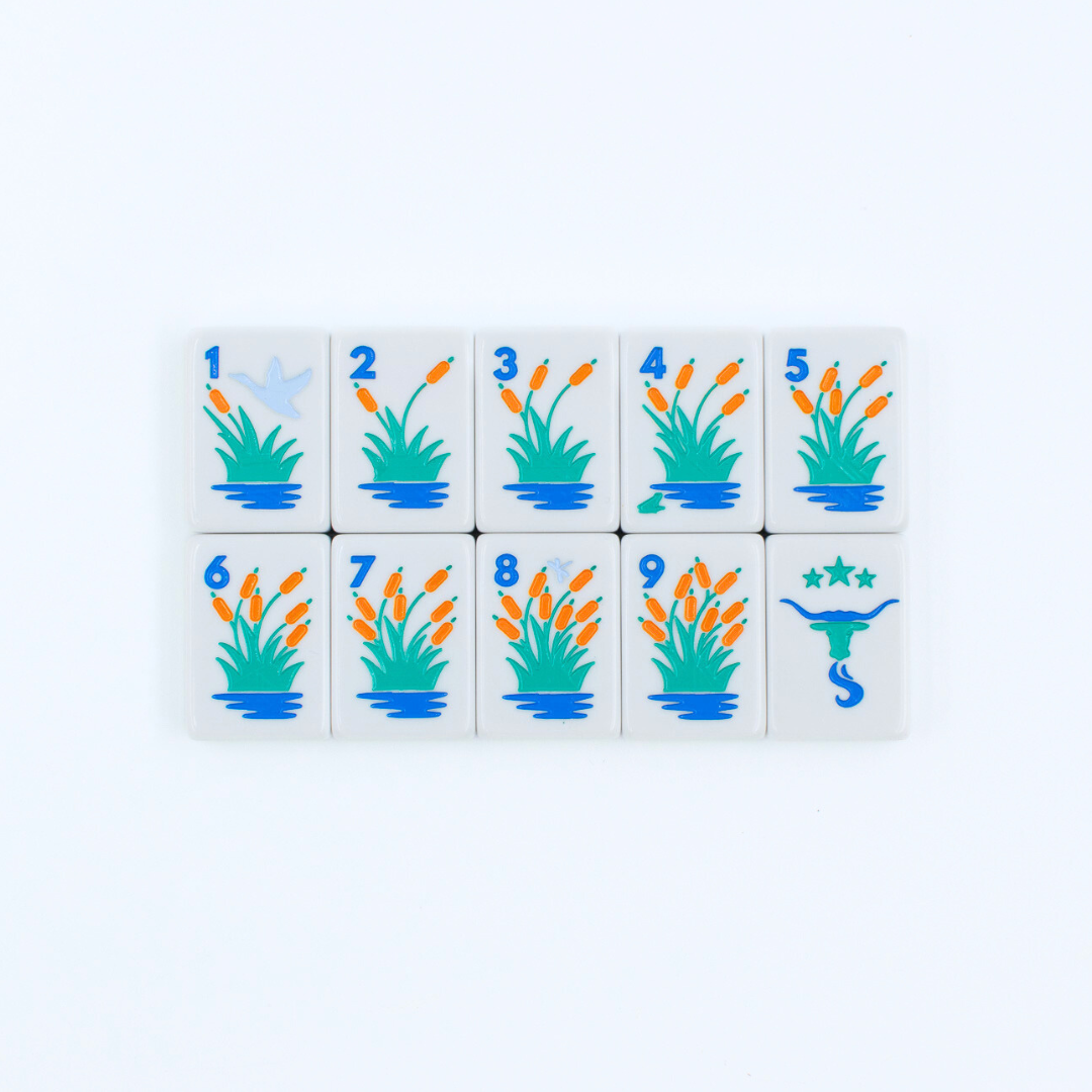 My Fair Mahjong Giftware THE TEXAS SERIES Mahjong with Lone Star Flair Mesquite White Tile