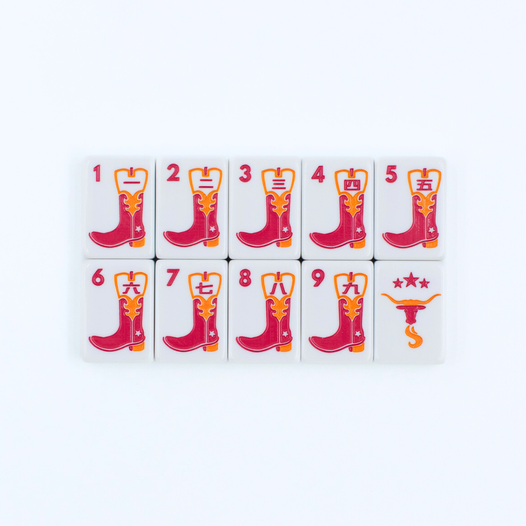 My Fair Mahjong Giftware THE TEXAS SERIES Mahjong with Lone Star Flair Mesquite White Tile