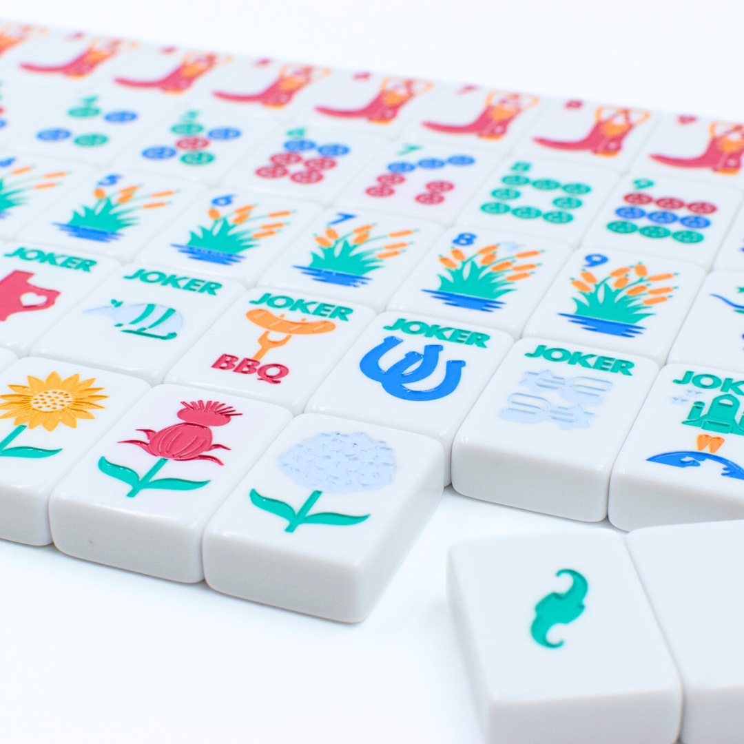 My Fair Mahjong Giftware THE TEXAS SERIES Mahjong with Lone Star Flair Mesquite White Tile