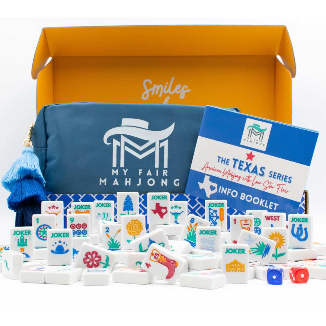 My Fair Mahjong Giftware THE TEXAS SERIES Mahjong with Lone Star Flair Mesquite White Tile