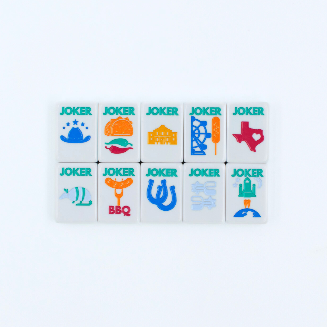My Fair Mahjong Giftware THE TEXAS SERIES Mahjong with Lone Star Flair Mesquite White Tile