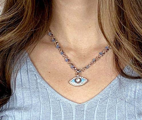Michal Golan Ice Blue Eye Necklace