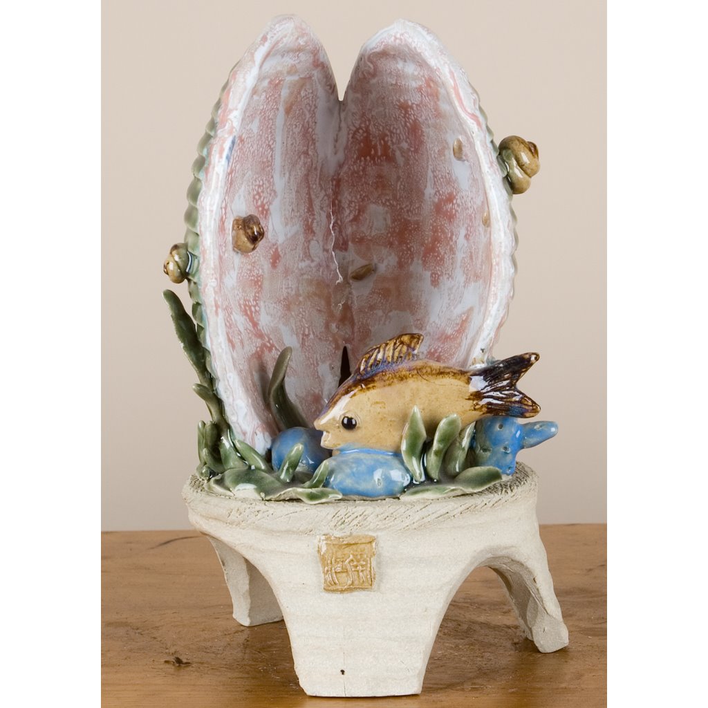 Danny's Fine Porcelain Clam & Fish Ceramic Art Piece