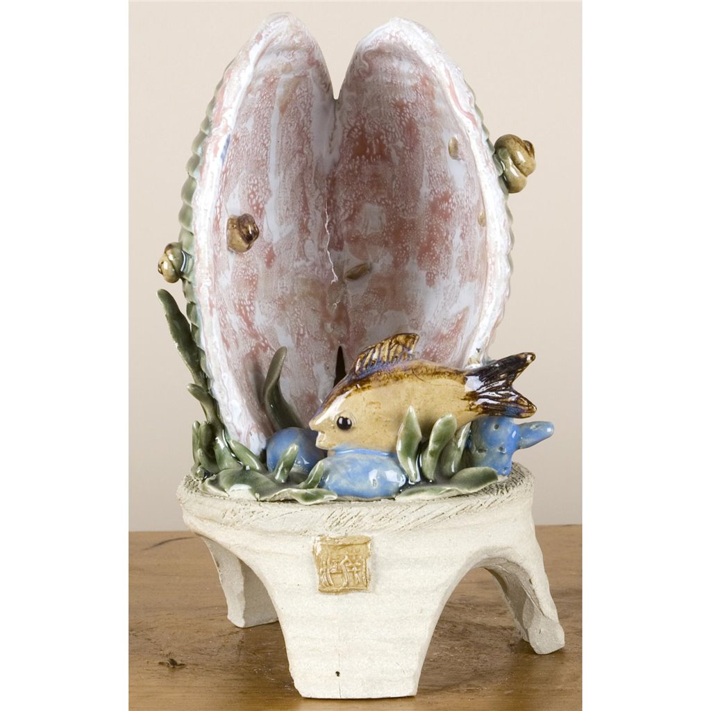 Danny's Fine Porcelain Clam & Fish Ceramic Art Piece